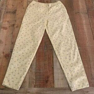 Normandee Rose womens vintage yellow and gray floral pants